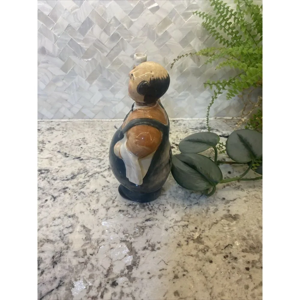 Vintage Ceramic Waiter Holding Pitcher Liquor Wine Decanter Bottle‎ Japan